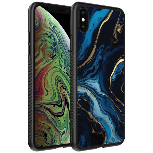 blauw goud marmer opdruk_iPhone X-Xs telefoonhoesje (1)