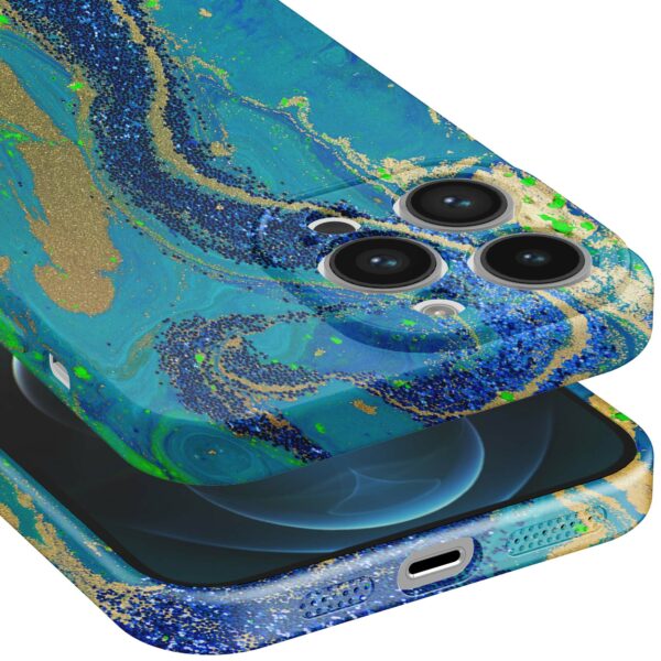 blauw groen goud marmer opdruk_iPhone 12 Pro telefoonhoesje met volledige rondom bedrukking (5)
