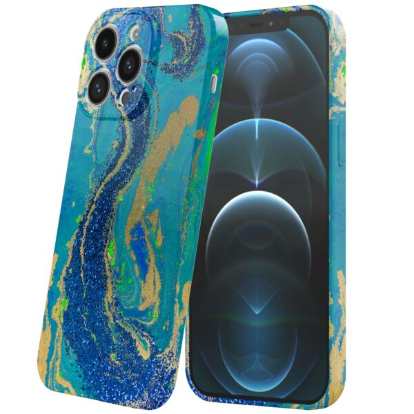 blauw groen goud marmer opdruk_iPhone 12 Pro telefoonhoesje met volledige rondom bedrukking (6)