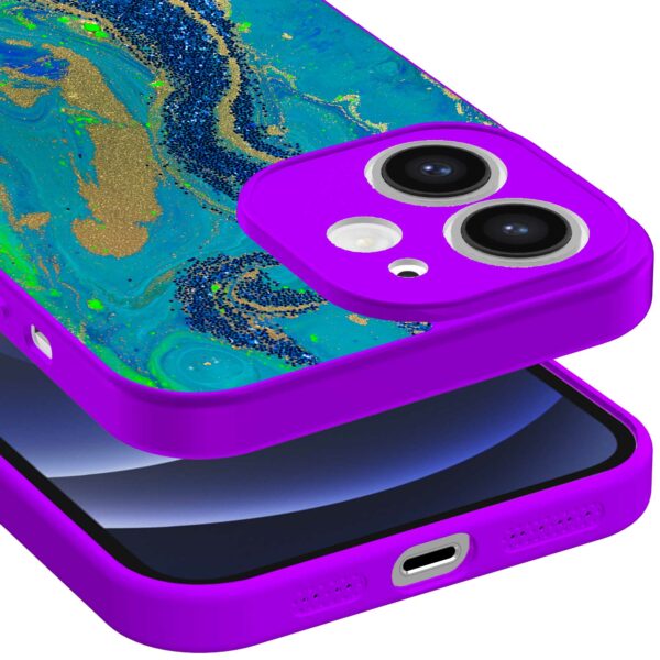 blauw groen goud marmer opdruk_iPhone 12 Telefoonhoesje met paars rand (3)