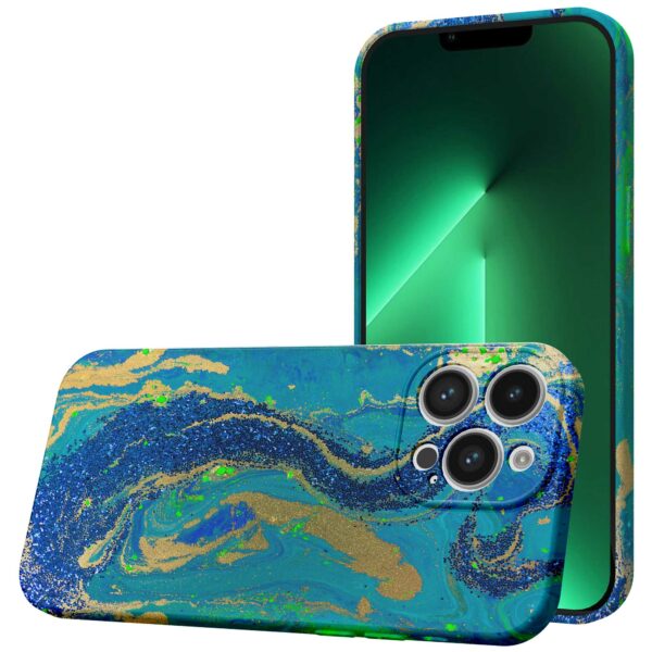 blauw groen goud marmer opdruk_iPhone 13 Pro Max telefoonhoesje met volledige rondom bedrukking (1)