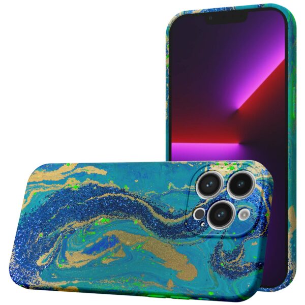 blauw groen goud marmer opdruk_iPhone 13 Pro telefoonhoesje met volledige rondom bedrukking (1)
