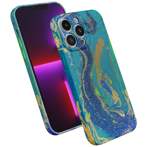 blauw groen goud marmer opdruk_iPhone 13 Pro telefoonhoesje met volledige rondom bedrukking (2)