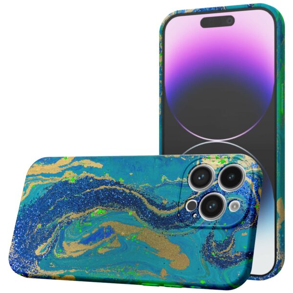 blauw groen goud marmer opdruk_iPhone 14 Pro Max telefoonhoesje met volledige rondom bedrukking (1)