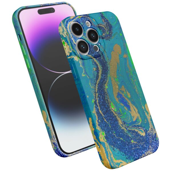 blauw groen goud marmer opdruk_iPhone 14 Pro Max telefoonhoesje met volledige rondom bedrukking (2)