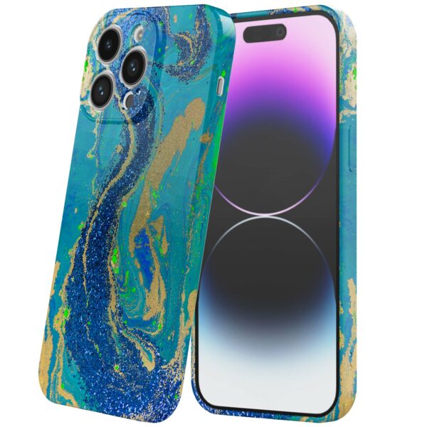 blauw groen goud marmer opdruk_iPhone 14 Pro Max telefoonhoesje met volledige rondom bedrukking (6)