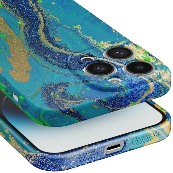 blauw groen goud marmer opdruk_iPhone 14 Pro telefoonhoesje met volledige rondom bedrukking (5)