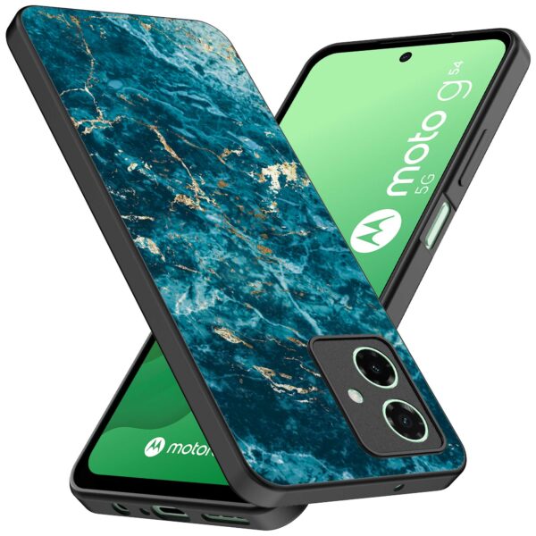 blauw marmer opdruk_Motorola Moto G54 telefoonhoesje