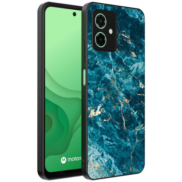 blauw marmer opdruk_Motorola Moto G54 telefoonhoesje met