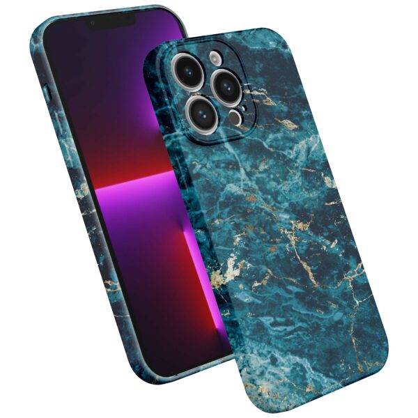 blauw marmer opdruk_iPhone 13 Pro telefoonhoesje met volledige rondom bedrukking (2)