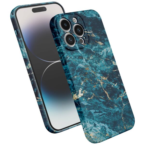 blauw marmer opdruk_iPhone 14 Pro telefoonhoesje met volledige rondom bedrukking (2)