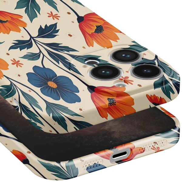 blauwe en oranje bloemen opdruk_iPhone 11 Pro Max telefoonhoesje met volledige rondom bedrukking (5)