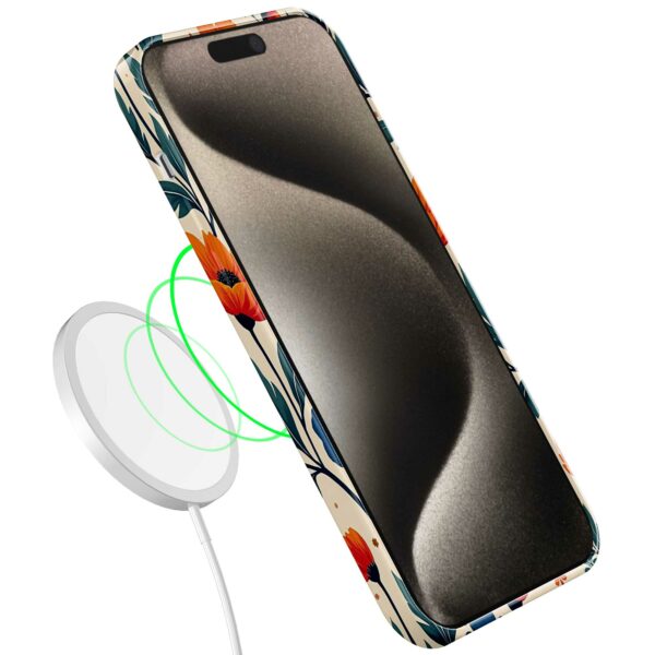 blauwe en oranje bloemen opdruk_iPhone 15 Pro Max telefoonhoesje met volledige rondom bedrukking (7)