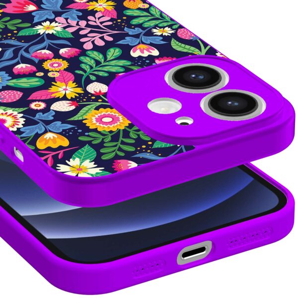 bloemen opdruk_iPhone 12 Telefoonhoesje met paars rand (3)
