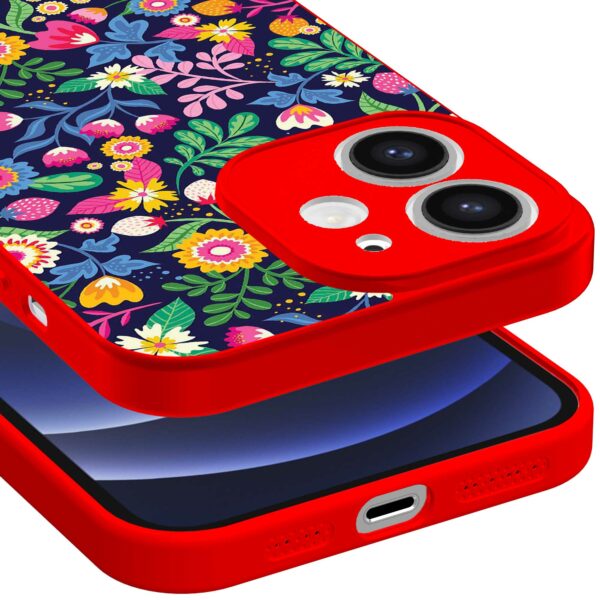 bloemen opdruk_iPhone 12 Telefoonhoesje met rode rand (3)