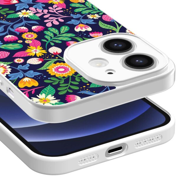 bloemen opdruk_iPhone 12 Telefoonhoesje met witte rand (3)