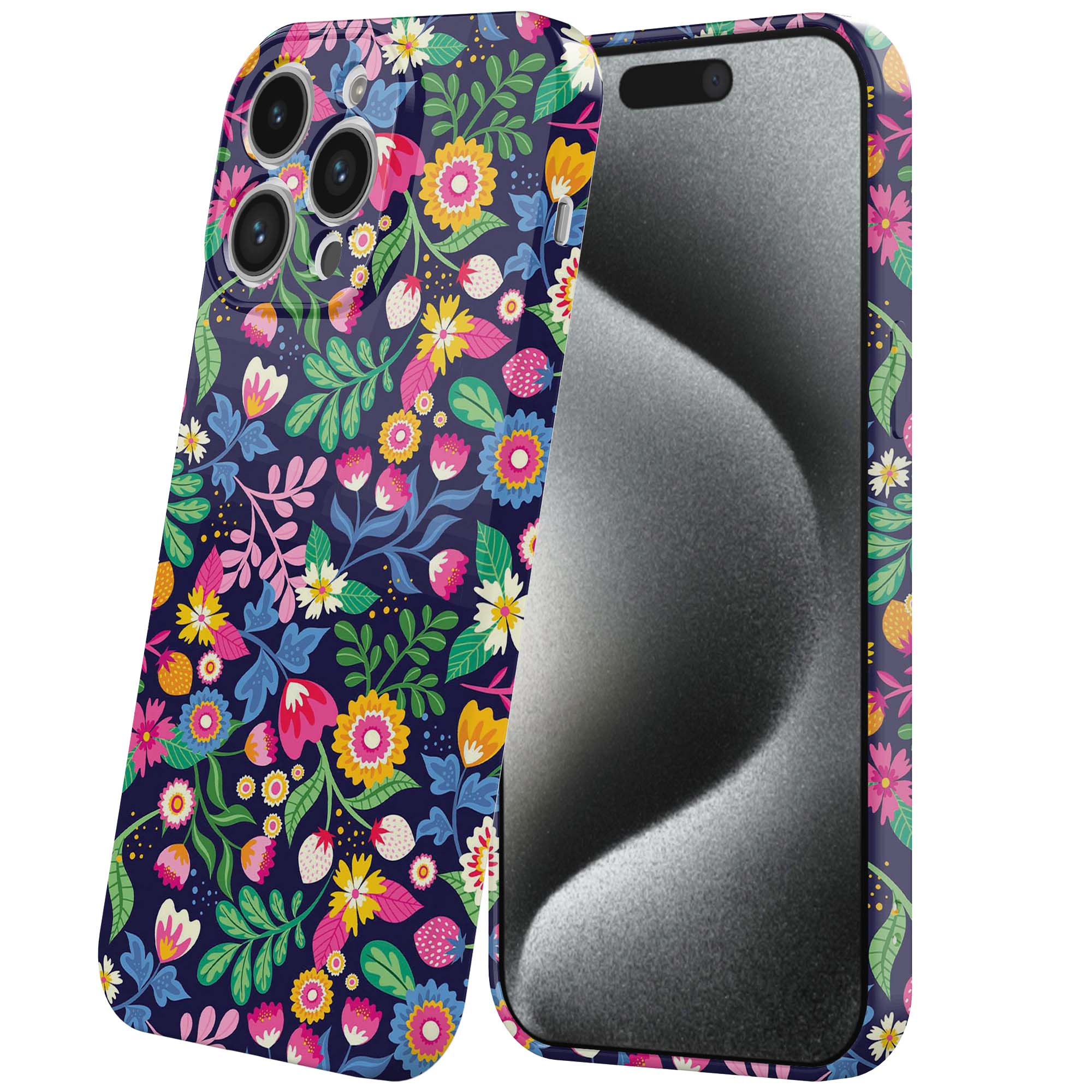 bloemen opdruk_iPhone 15 Pro telefoonhoesje met volledige rondom bedrukking (6)