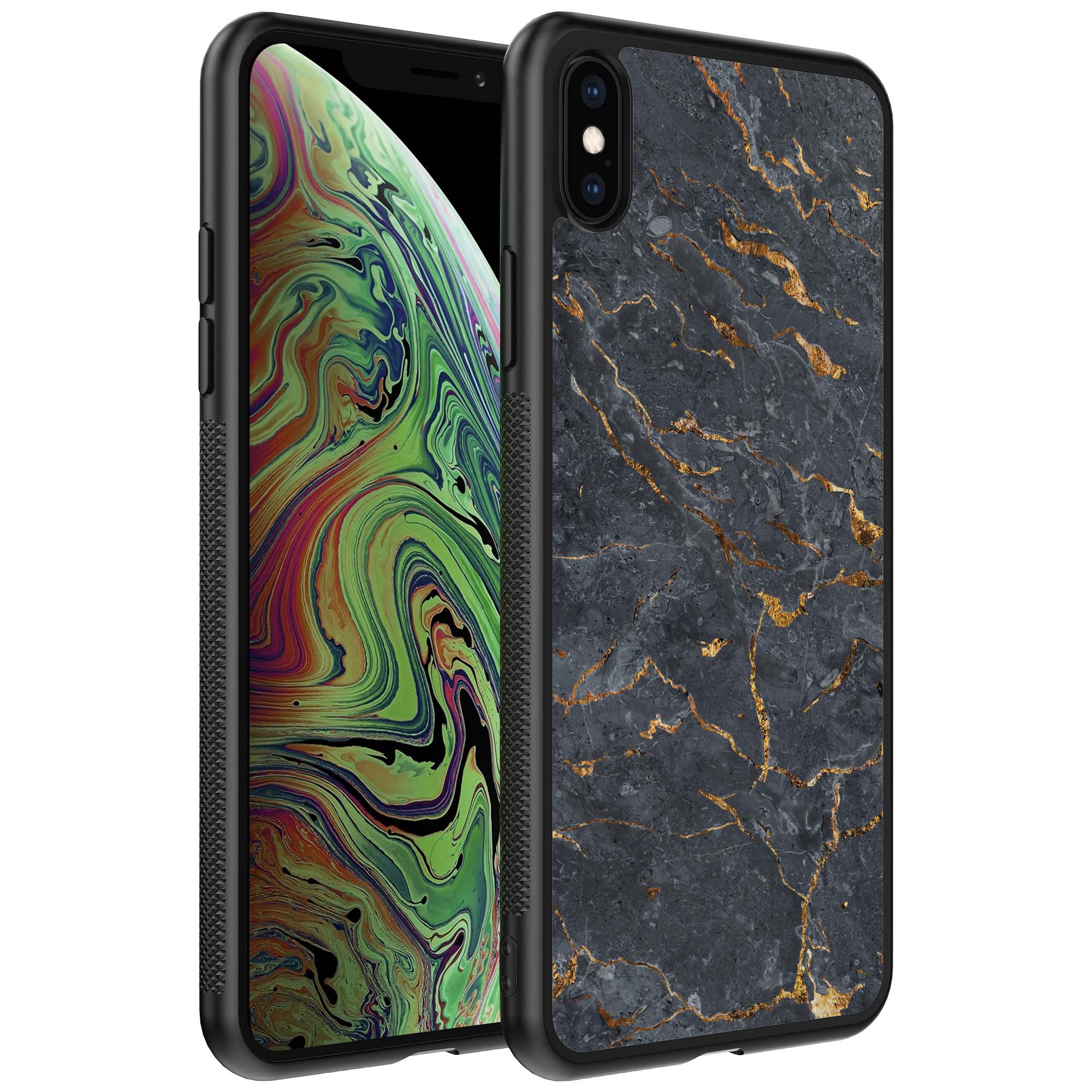 grijs goud marmer opdruk_iPhone X-Xs telefoonhoesje (1)