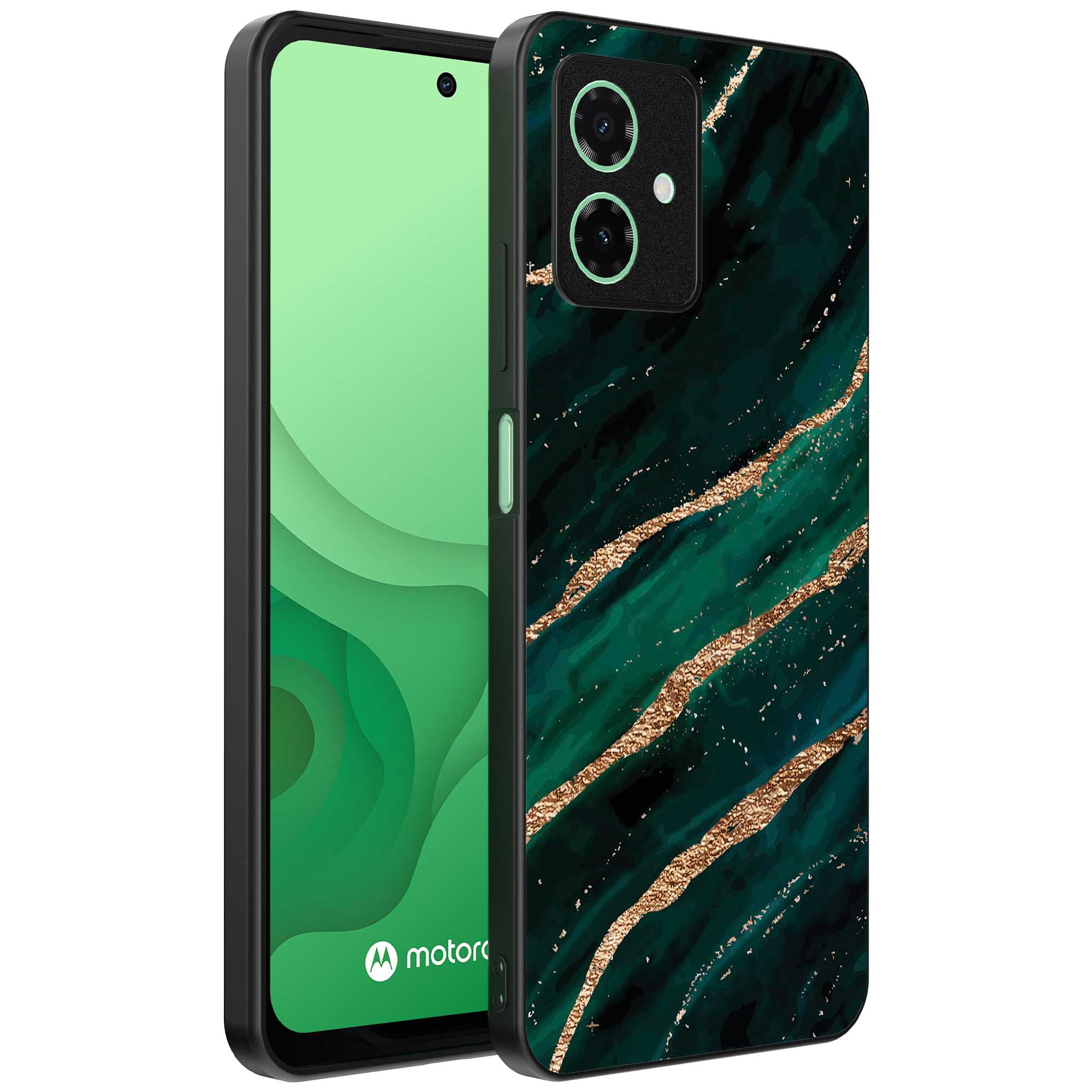 groen goud marmer opdruk_Motorola Moto G54 telefoonhoesje met