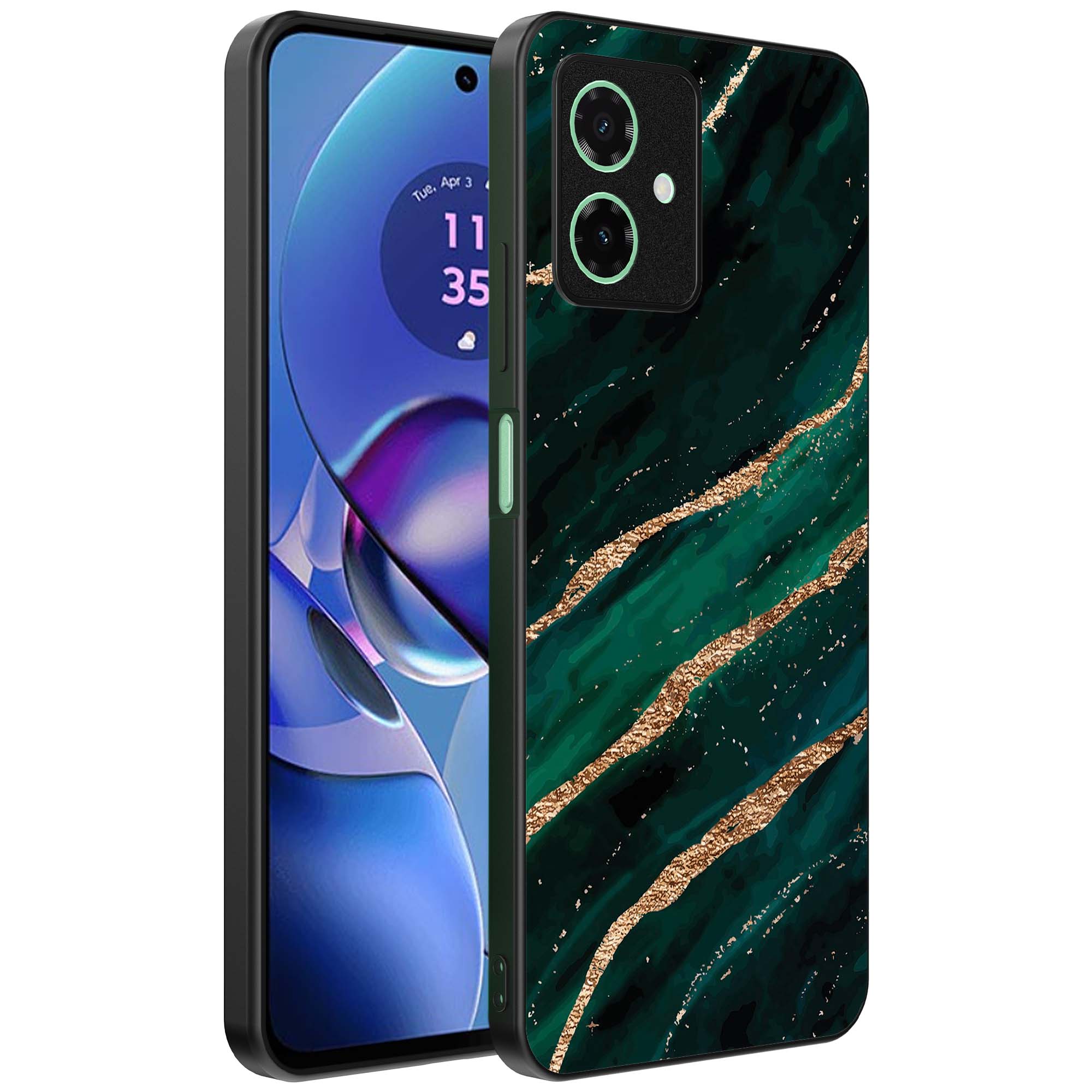 groen goud marmer opdruk_Motorola Moto G55 telefoonhoesje (1)