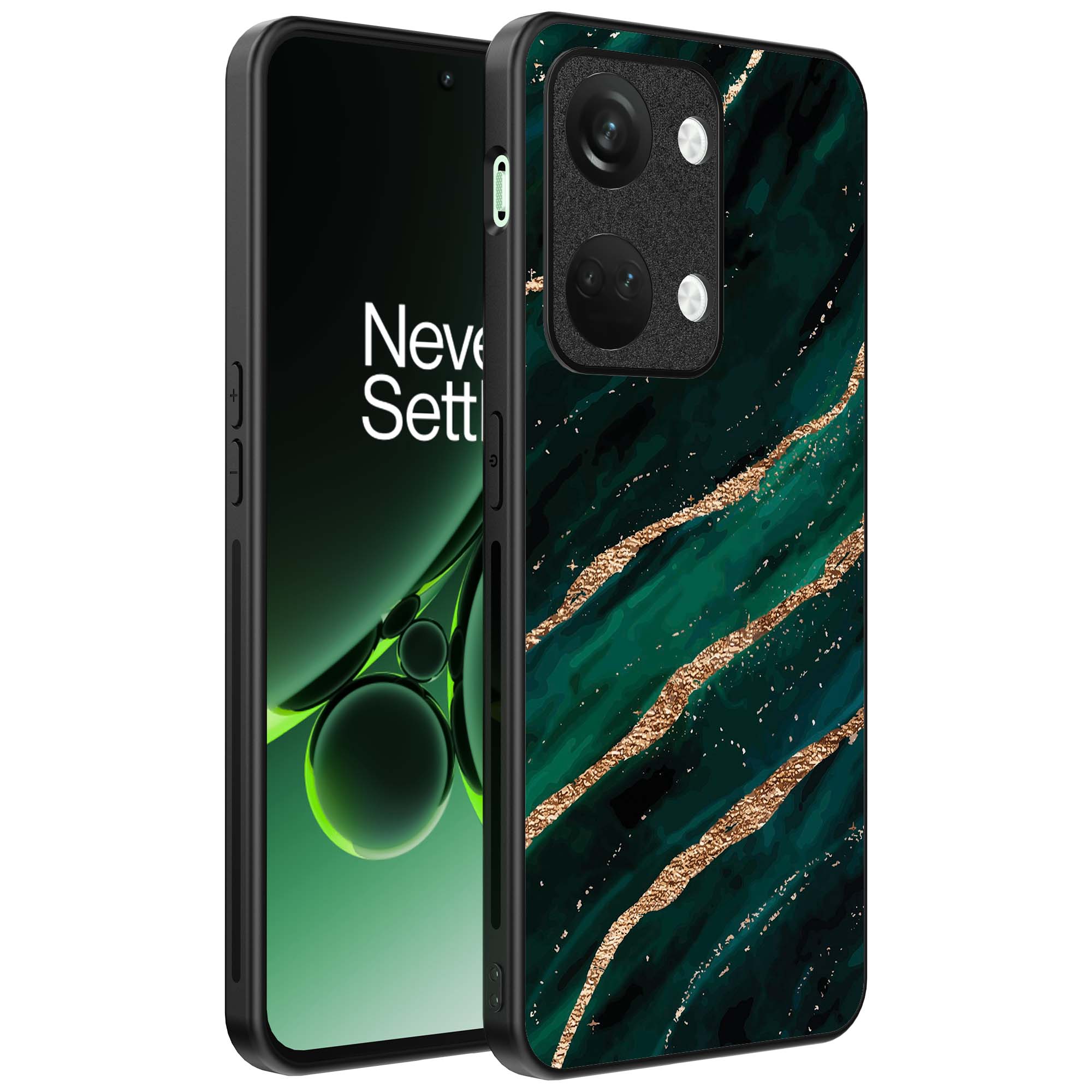 groen goud marmer opdruk_OnePlus Nord 3 Telefoonhoesje (1)