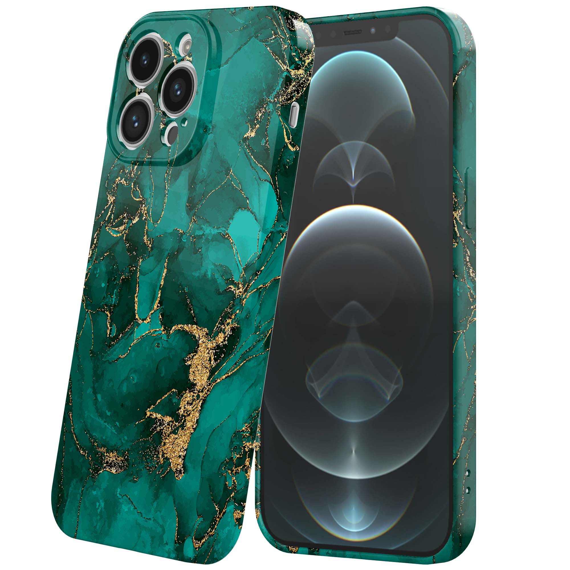 groen goud marmer opdruk_iPhone 12 Pro Max telefoonhoesje met volledige rondom bedrukking (6)
