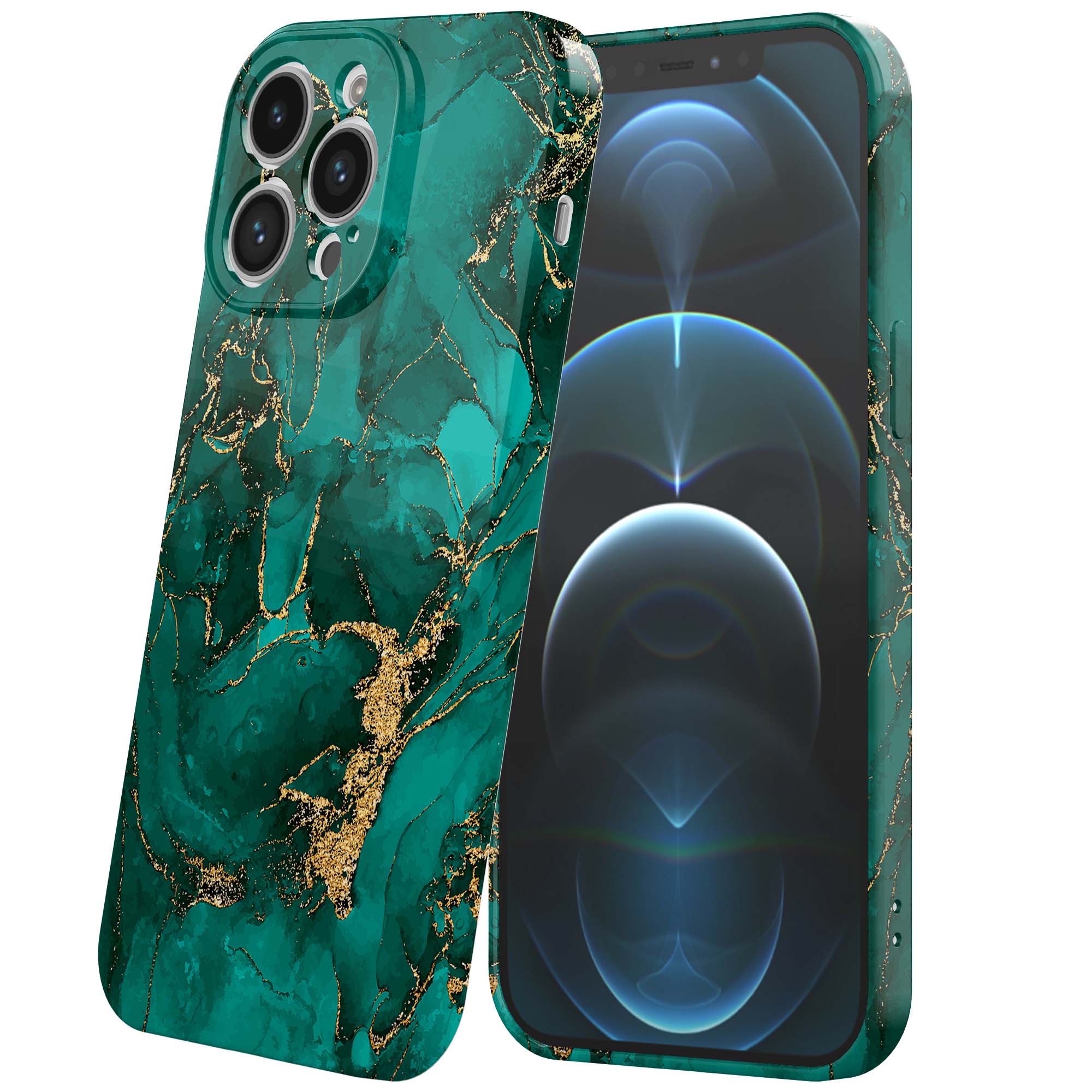 groen goud marmer opdruk_iPhone 12 Pro telefoonhoesje met volledige rondom bedrukking (6)