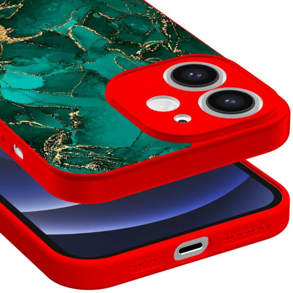 groen goud marmer opdruk_iPhone 12 Telefoonhoesje met rode rand (3)