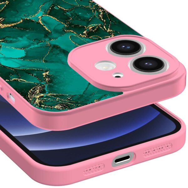 groen goud marmer opdruk_iPhone 12 Telefoonhoesje met roze rand (3)