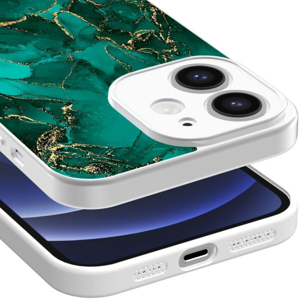 groen goud marmer opdruk_iPhone 12 Telefoonhoesje met witte rand (3)