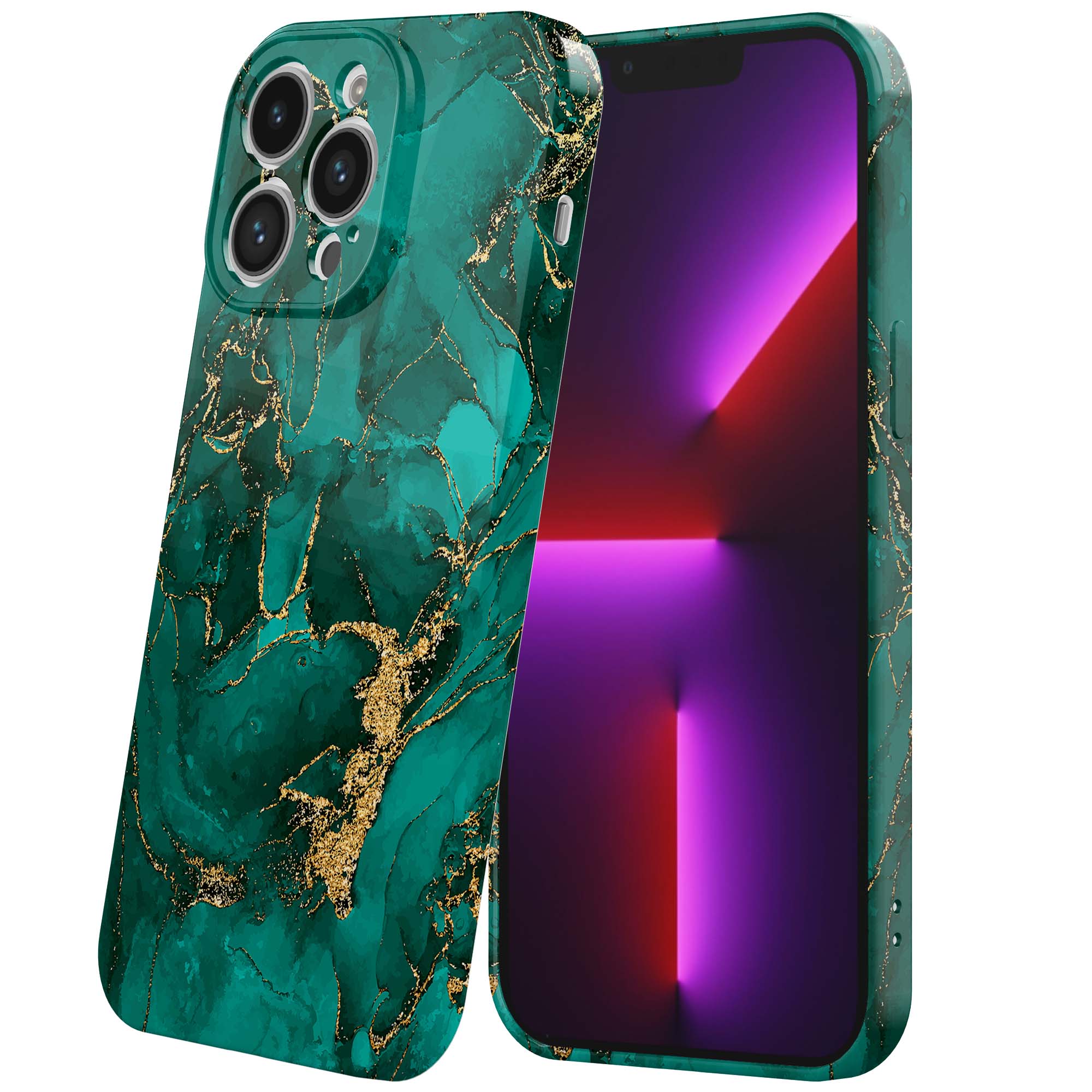 groen goud marmer opdruk_iPhone 13 Pro telefoonhoesje met volledige rondom bedrukking (6)