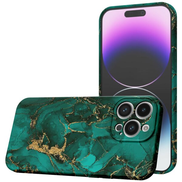 groen goud marmer opdruk_iPhone 14 Pro Max telefoonhoesje met volledige rondom bedrukking (1)