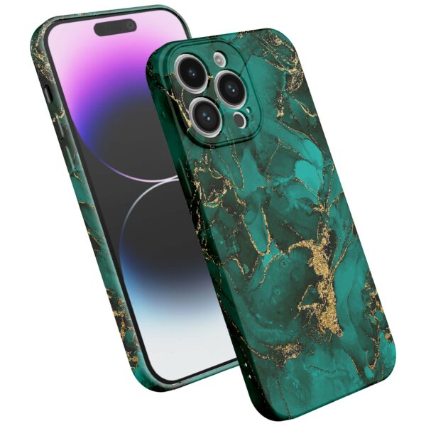 groen goud marmer opdruk_iPhone 14 Pro Max telefoonhoesje met volledige rondom bedrukking (2)