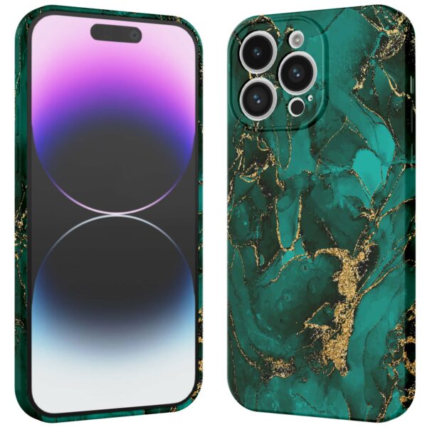 groen goud marmer opdruk_iPhone 14 Pro Max telefoonhoesje met volledige rondom bedrukking (3)