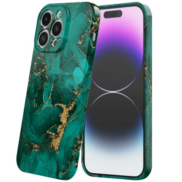 groen goud marmer opdruk_iPhone 14 Pro Max telefoonhoesje met volledige rondom bedrukking (6)