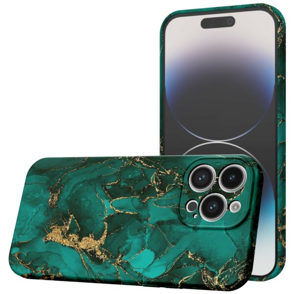 groen goud marmer opdruk_iPhone 14 Pro telefoonhoesje met volledige rondom bedrukking (1)