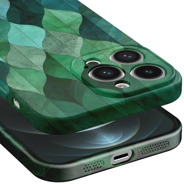 groene bladeren opdruk_iPhone 12 Pro Max telefoonhoesje met volledige rondom bedrukking (5)