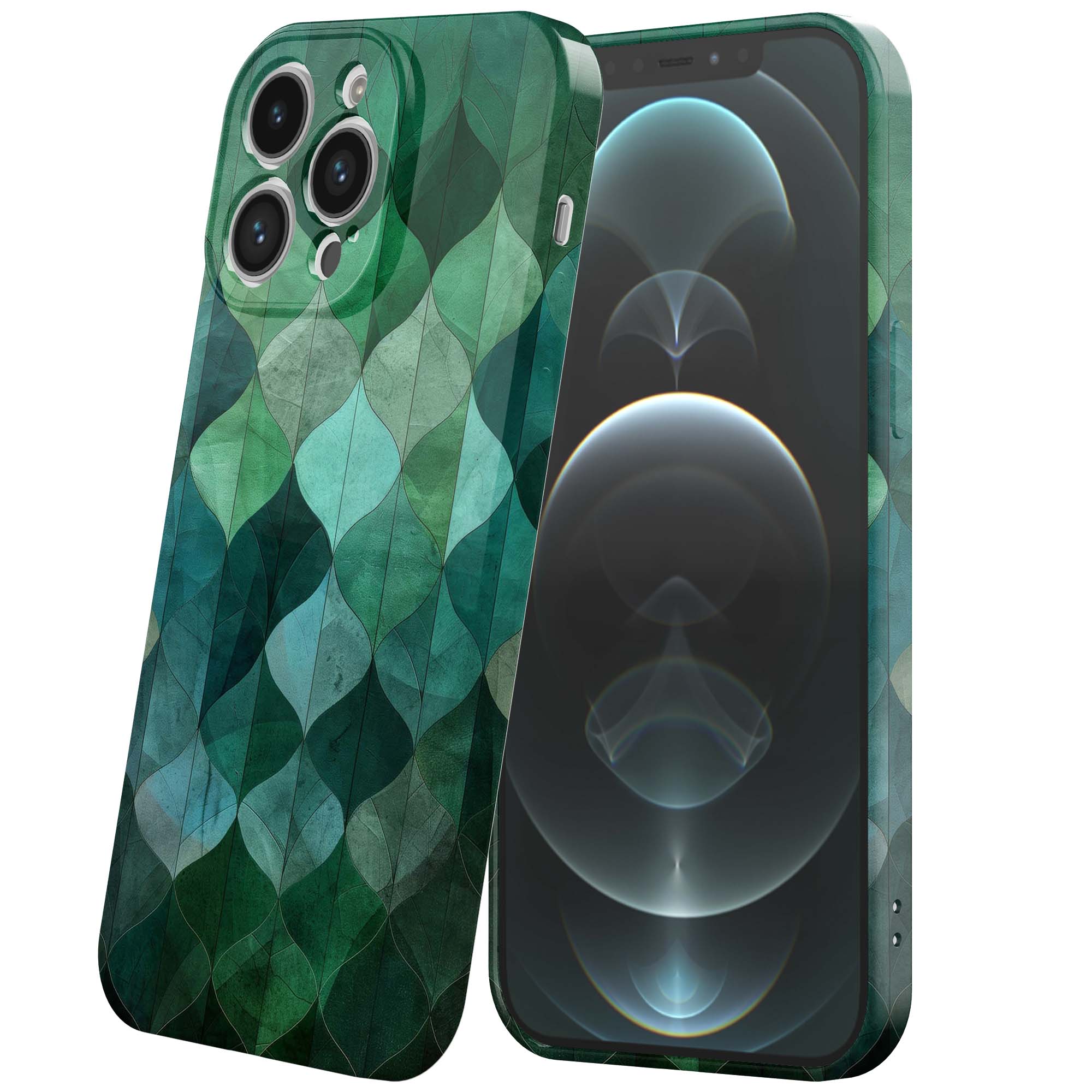 groene bladeren opdruk_iPhone 12 Pro Max telefoonhoesje met volledige rondom bedrukking (6)