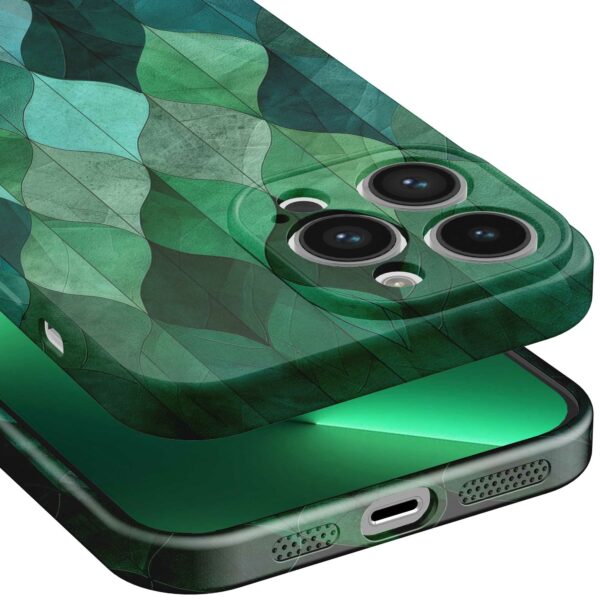 groene bladeren opdruk_iPhone 13 Pro Max telefoonhoesje met volledige rondom bedrukking (5)