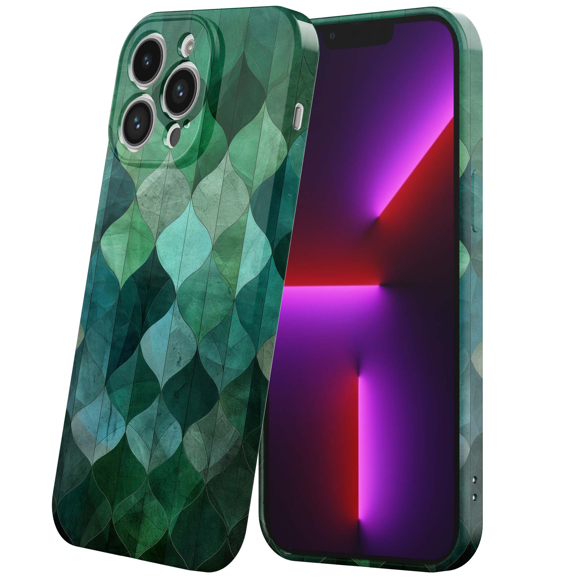 groene bladeren opdruk_iPhone 13 Pro telefoonhoesje met volledige rondom bedrukking (6)