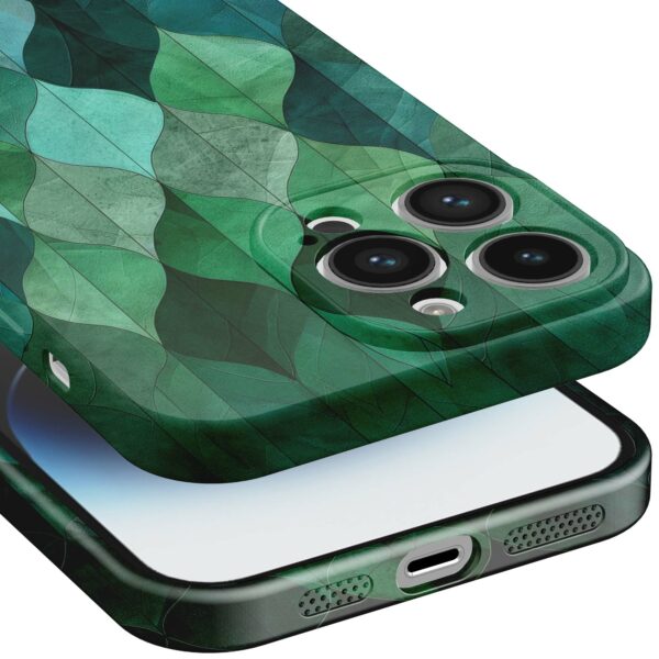 groene bladeren opdruk_iPhone 14 Pro Max telefoonhoesje met volledige rondom bedrukking (5)