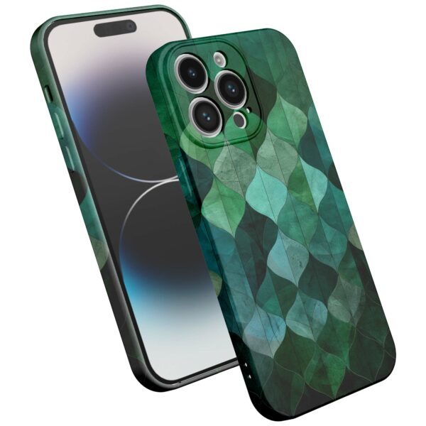 groene bladeren opdruk_iPhone 14 Pro telefoonhoesje met volledige rondom bedrukking (2)