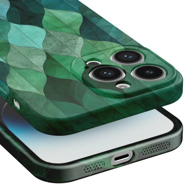 groene bladeren opdruk_iPhone 14 Pro telefoonhoesje met volledige rondom bedrukking (5)
