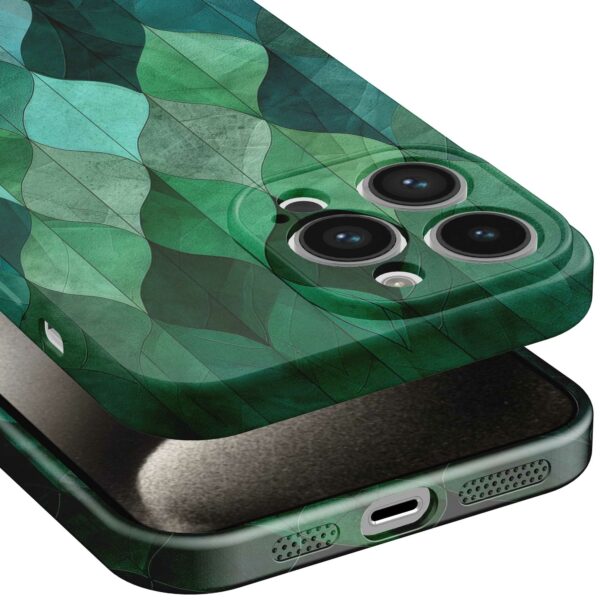 groene bladeren opdruk_iPhone 15 Pro Max telefoonhoesje met volledige rondom bedrukking (5)