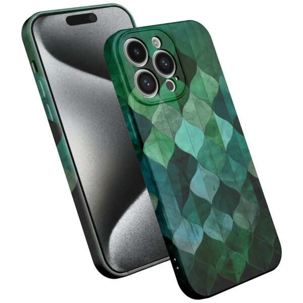 groene bladeren opdruk_iPhone 15 Pro telefoonhoesje met volledige rondom bedrukking (2)