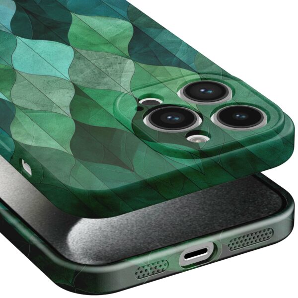 groene bladeren opdruk_iPhone 15 Pro telefoonhoesje met volledige rondom bedrukking (5)