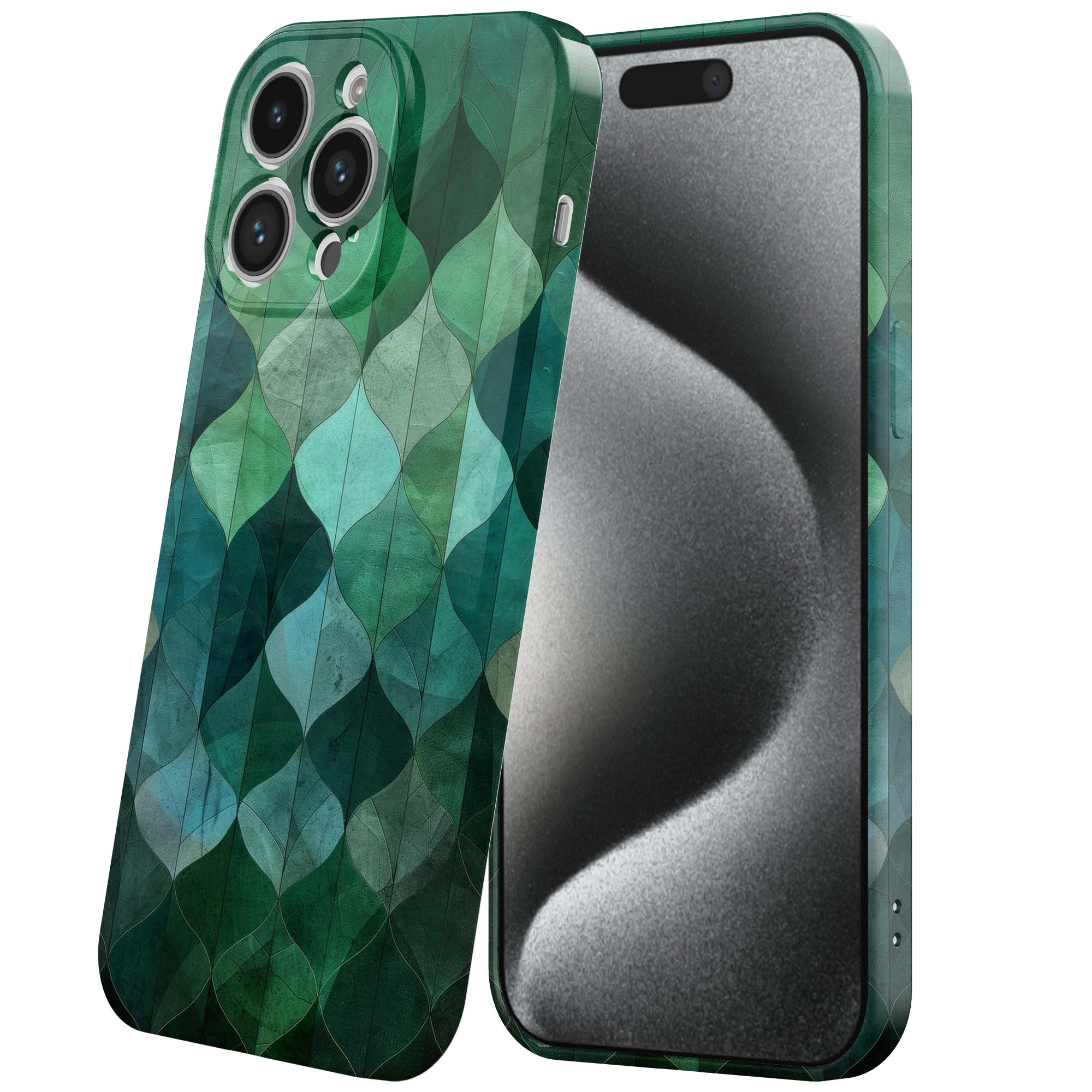 groene bladeren opdruk_iPhone 15 Pro telefoonhoesje met volledige rondom bedrukking (6)