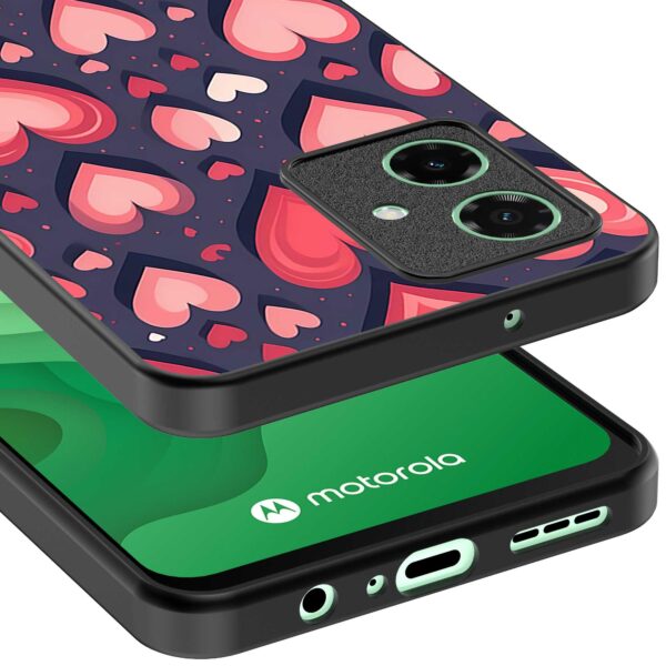 grote roze en rode hartjes opdruk_Motorola Moto G54 telefoonhoesje (3)