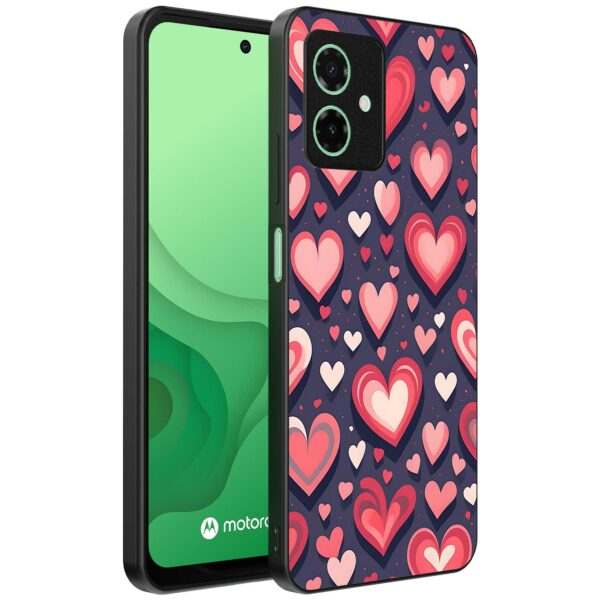 grote roze en rode hartjes opdruk_Motorola Moto G54 telefoonhoesje met