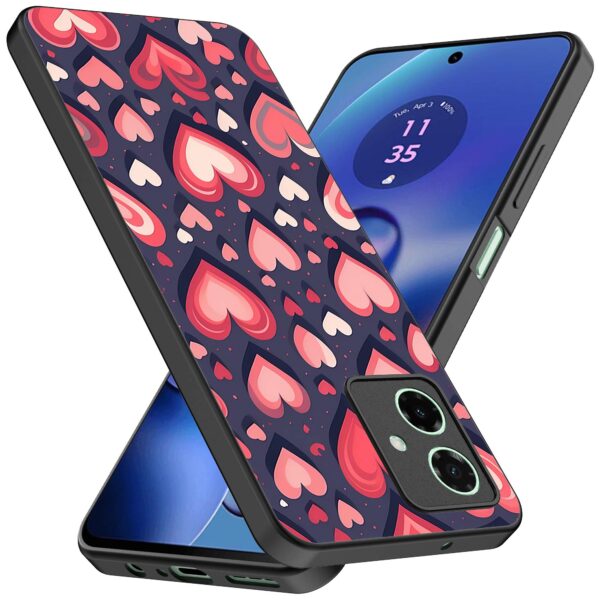grote roze en rode hartjes opdruk_Motorola Moto G55 telefoonhoesje (2)